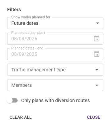 The Collaboration Plans filters.