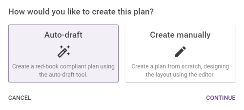 Create plan Auto-Draft/Manual creation selection.