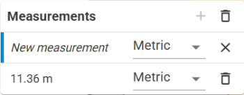 Measurements panel