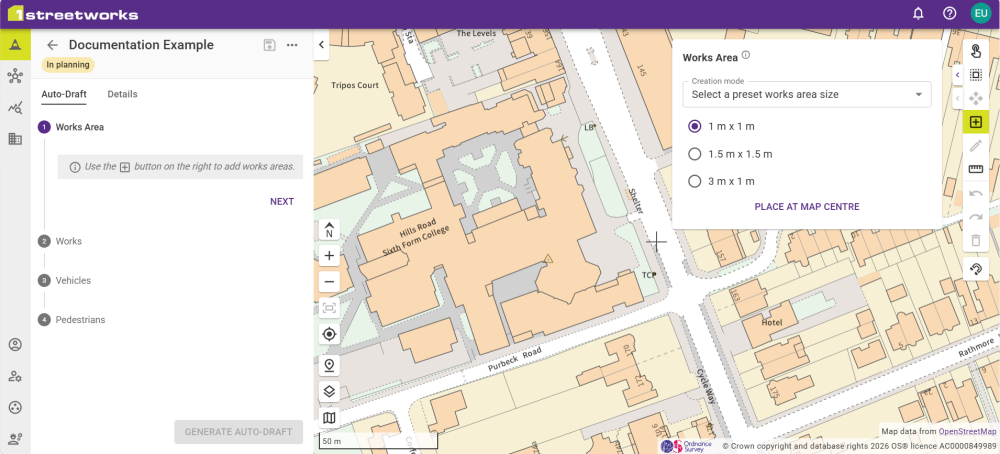 Map in Works Area step