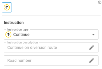 Diversion Instruction editing panel.