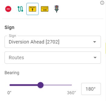 Diversion sign feature palette