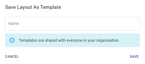Save Layout as Template panel