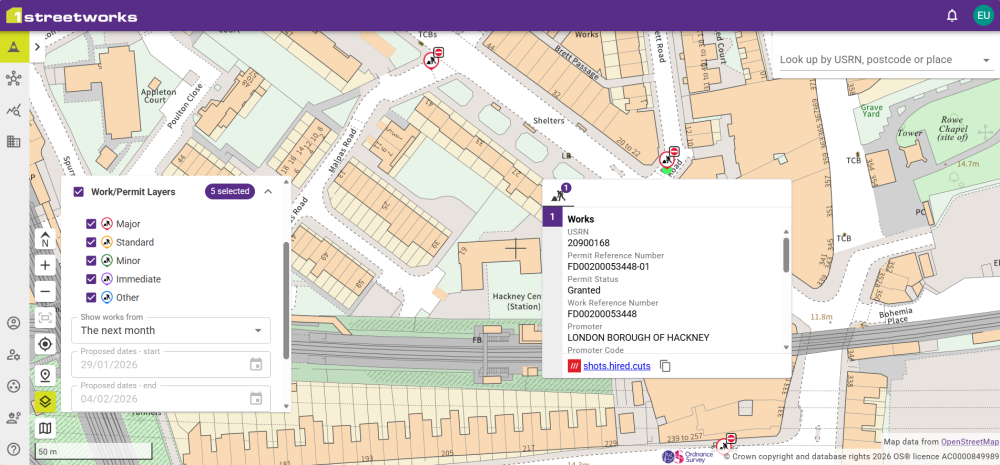 Map with Permits selected.
