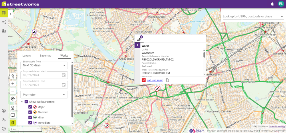 Map with Permits selected.