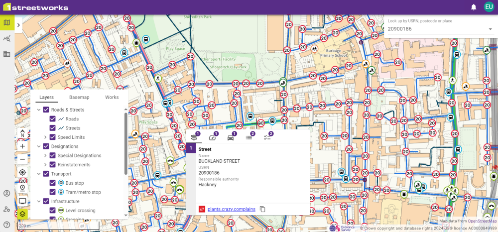 Map with Points of Interest selected.