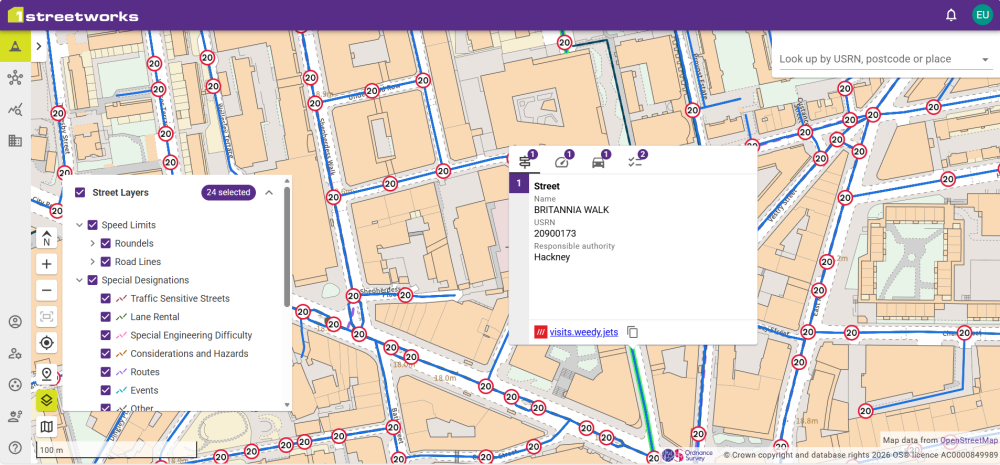 Map with Points of Interest selected.