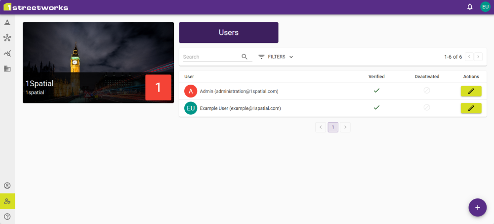 Manage Tenant tab with a list of Users