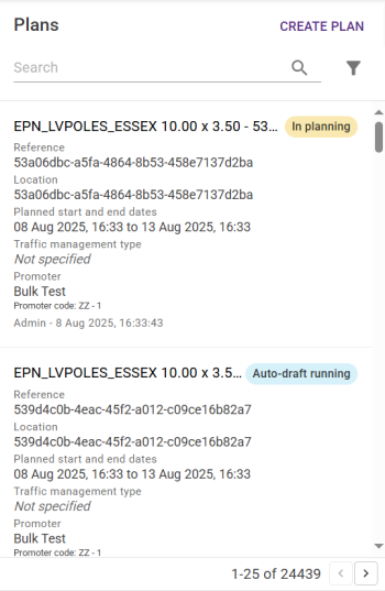 Plan Browser panel
