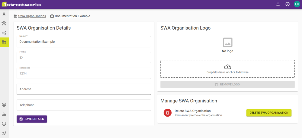 Editing an SWA Organisation