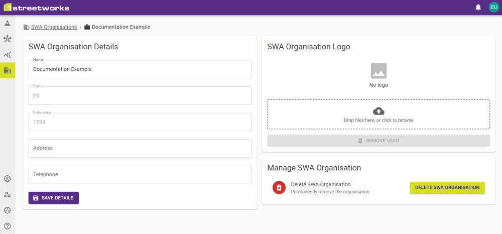 Editing an SWA Organisation