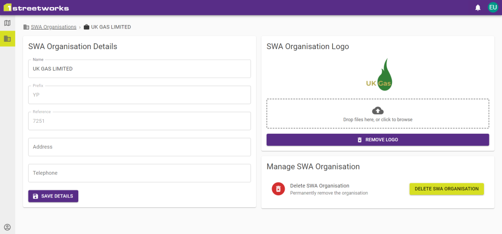 Editing an SWA Organisation