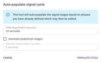 The signal cycle auto-populate panel