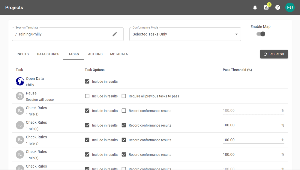 Example configuration containing all the tasks with task options.