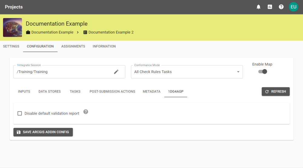A Project's configuration page showing Metadata Fields that have been configured.