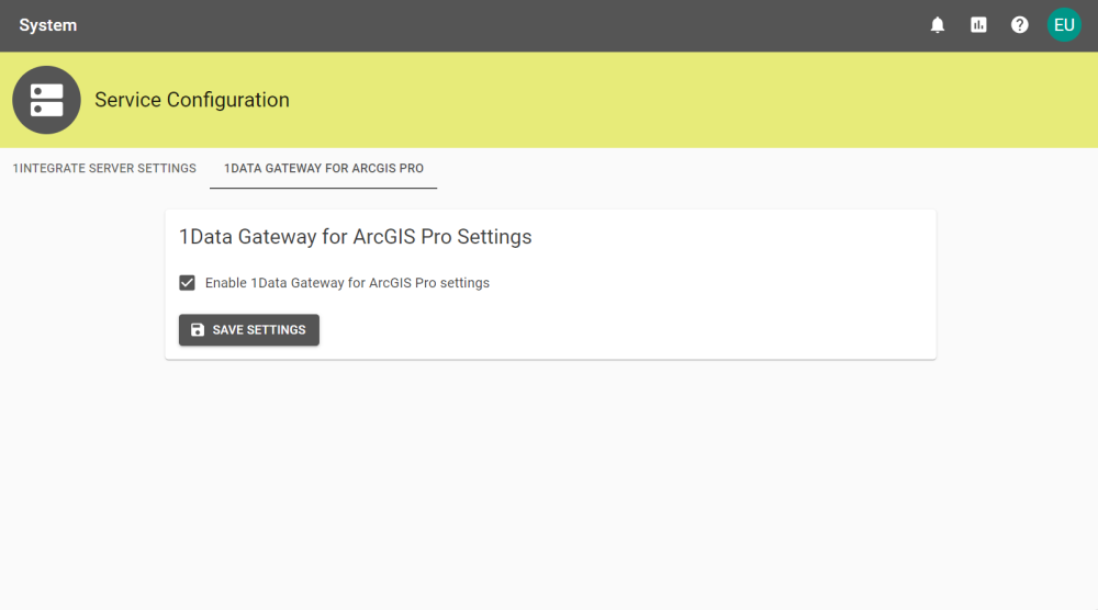 Service Config on the 1Data Gateway for ArcGIS Pro tab.