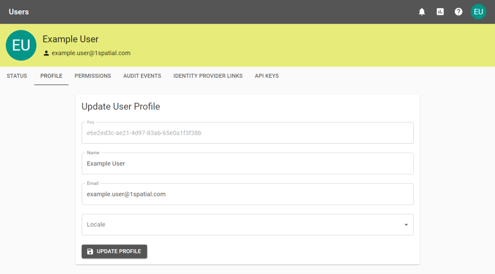 The User Profile page where details are editable when not managed by LDAP like in the example.