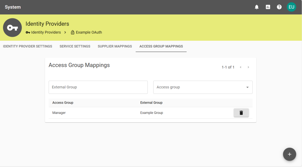 Receiver Mapping tab for a OAuth provider.