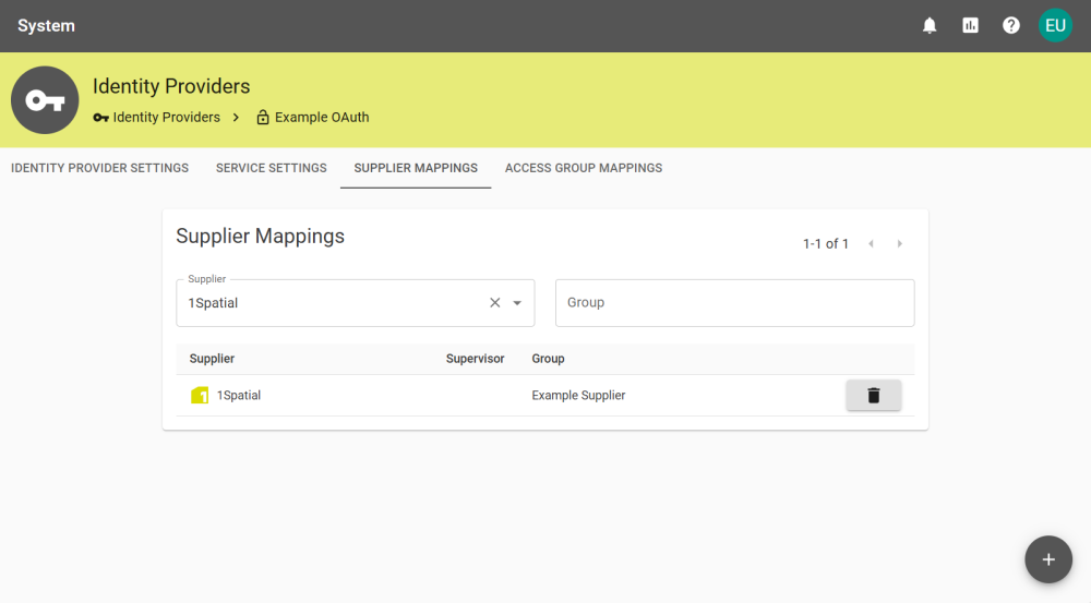 Supplier Mapping tab for a OAuth provider.