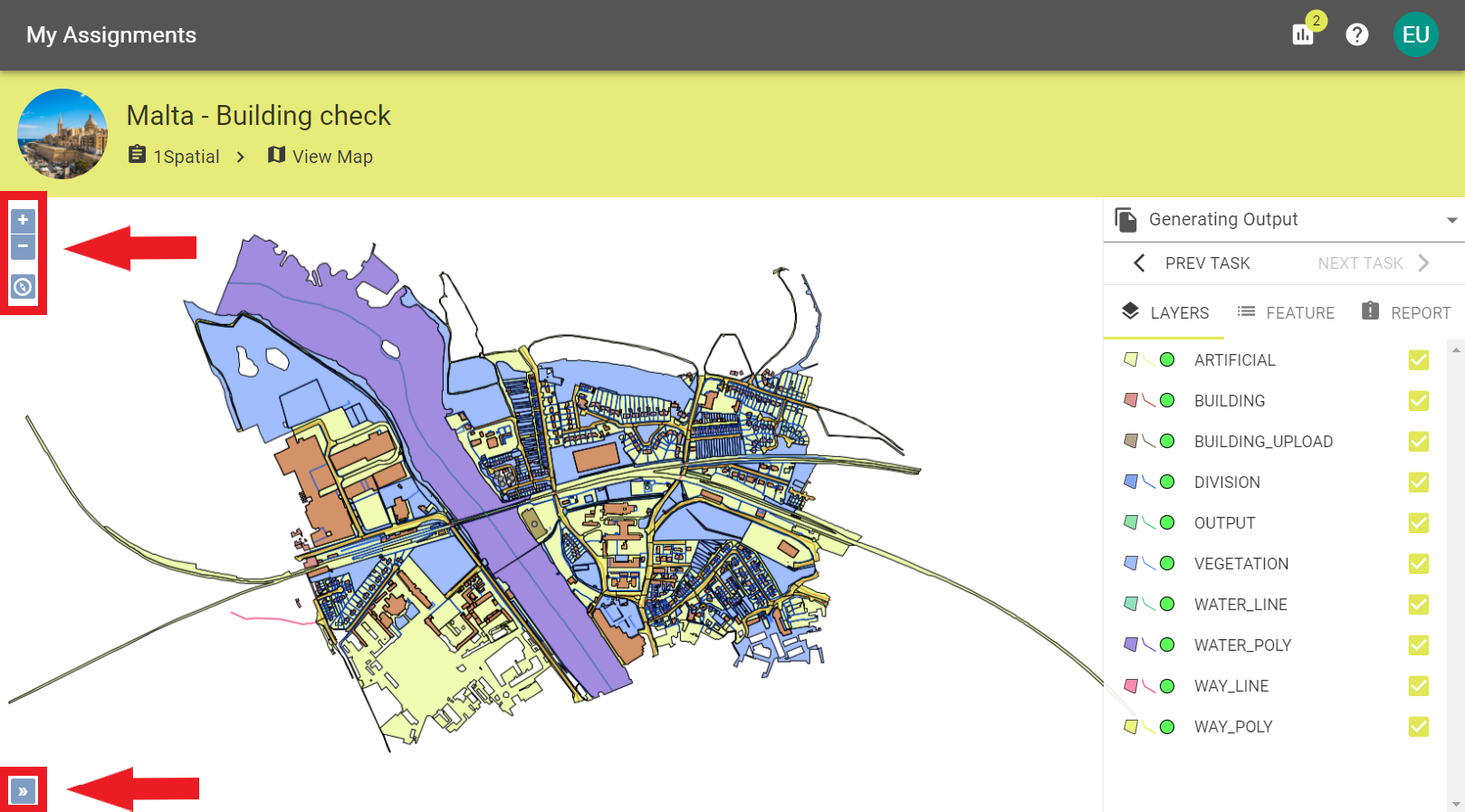 Map Viewer with buttons highlighted.