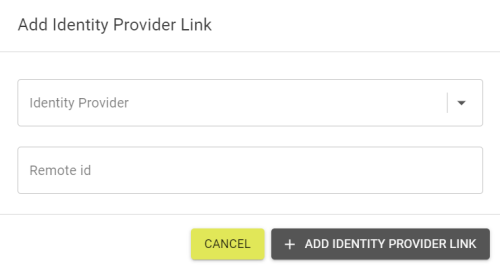 Add Identity Provider Link popout