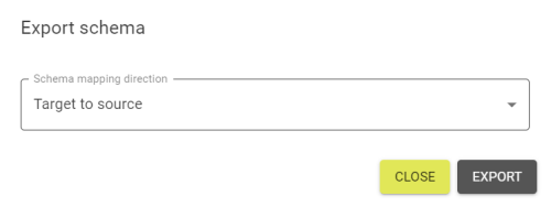 Export Schema Mappings popout with a saved example schema.