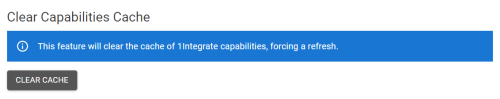 Clear Capabilities Cache button and warning text.