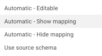 Schema Mapping options for a Data Store.