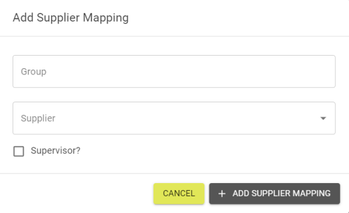 Popout to add Supplier Mapping, requiring a group and a supplier.