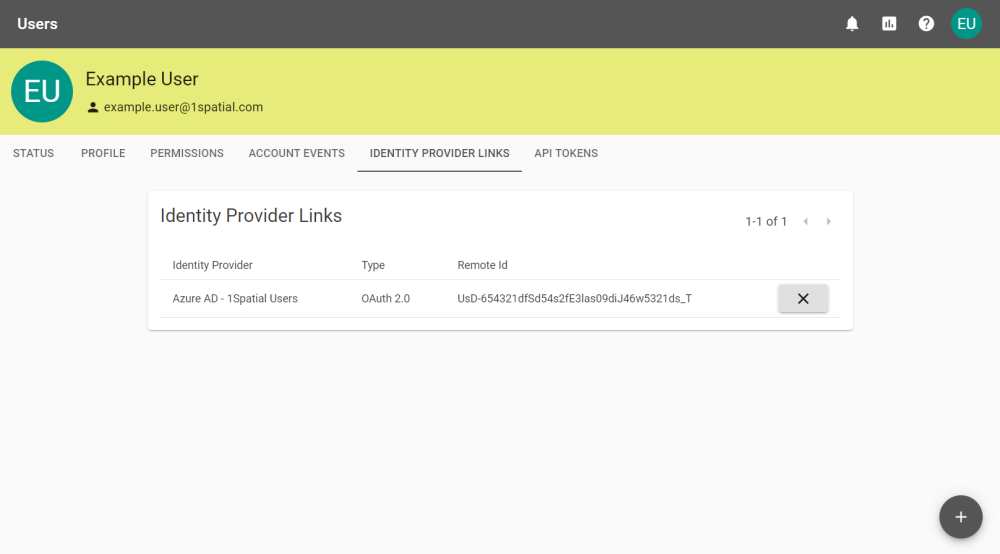 Identity Provider Links tab with an example.
