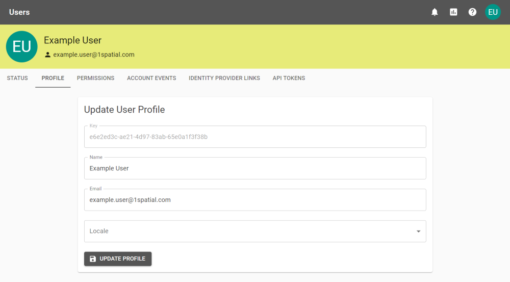 The User Profile page where details are editable when not managed by LDAP like in the example.