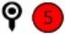 The GPS quality reading indicator with a red colour level and the number 5.