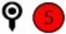 The GPS quality reading indicator with a red colour level and the number 5.