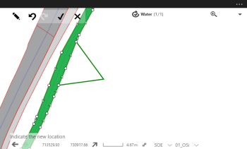 A vertex being dragged.