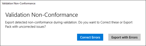 The Validation error with an additional export with invalid features option.