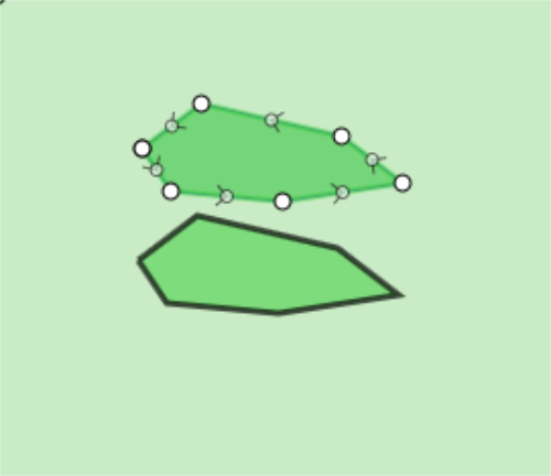 The feature in the previous and new location.