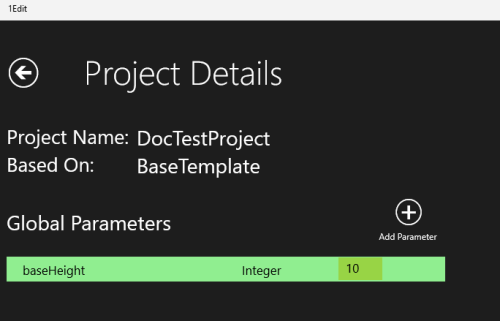 The Project Properties information with an example Project included.