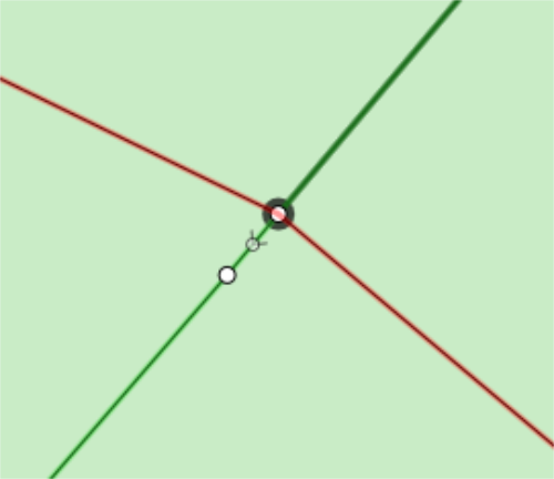 A line selected at the point to split.