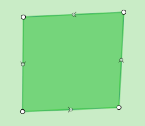 A feature with four sides that is not square is selected.