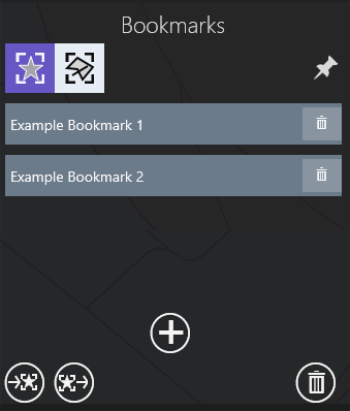 The User bookmarks pael with two example bookmarks featured.