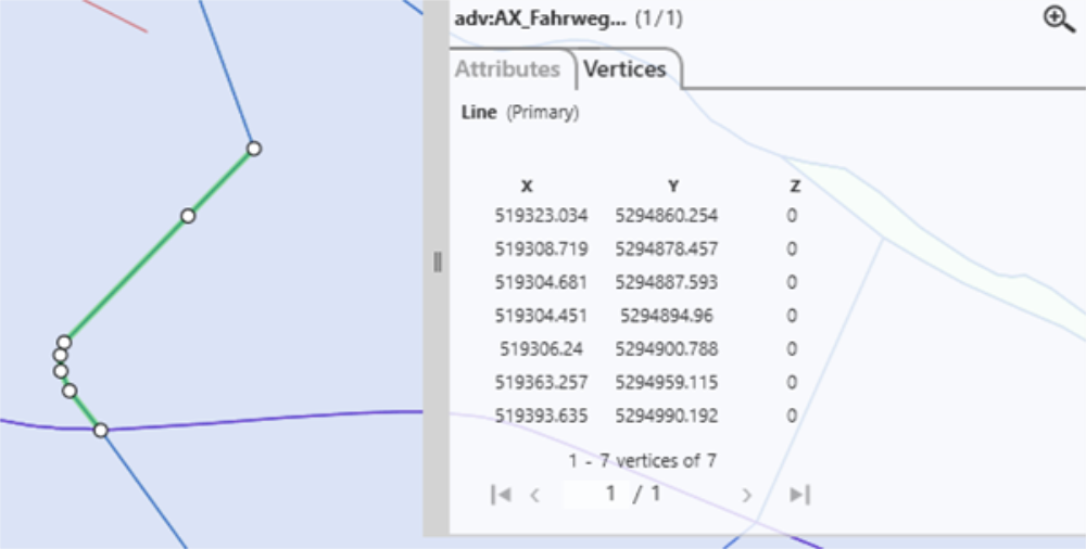 The Vertices tab in the Properties panel