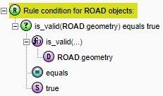 An example screenshot of a rule to check valid geometries