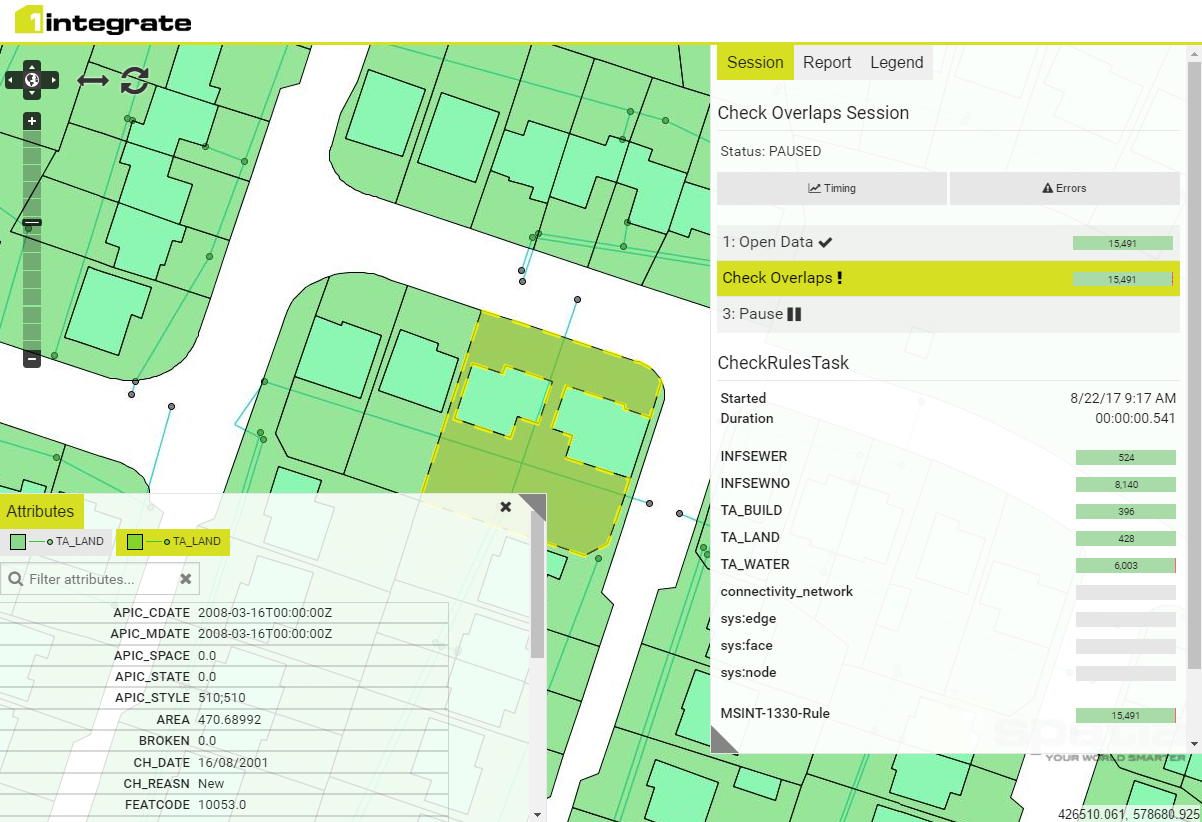 An overview image of the cache viewer with a feature selected. 