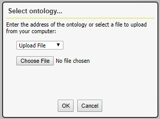 The dialogue box to upload an ontology to by selecting one from your file system.
