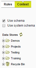 An image showing the context menu in 1Integrate, including Use Schema selected. 