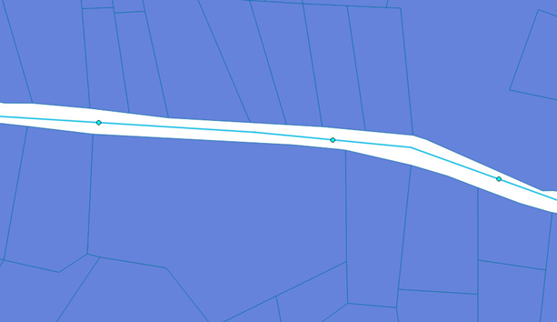 A screenshot of the cache viewer showing a pipe line feature along which are a series of point assets.