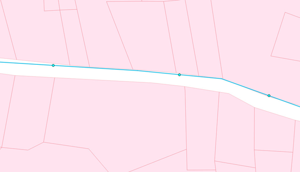 A screenshot of the same pipe network, with improved surrounding data. 