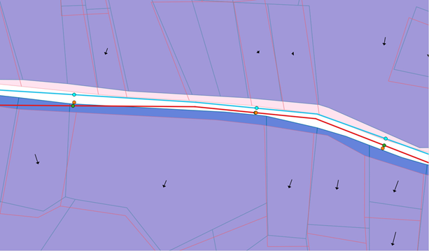 The shift parcels and pipes overlaid on the original map.