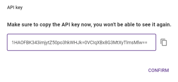 Propmt to copy API Key