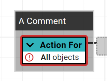 A root action node with a comment on it that says 'A Comment'.